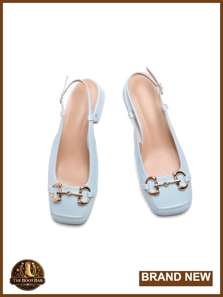 Slingback Mary Jane Heels Low Block Heel Closed Square Toe Pump Shoes